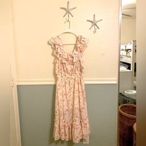 Sweet Storm Pink and Ivory Floral Dress Juniors Size 2X (Woman’s Large) NWT